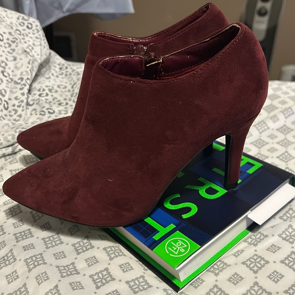 Herstyle Burgundy Pointy Booties - 7.5